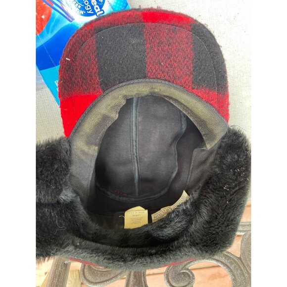 Vintage Trapper Hat Plaid Large Wool Blend Made In USA Dorman Pacific Faux Fur - Picture 8 of 9